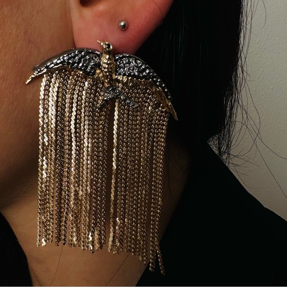 New Sparrow Dangle Earrings Bird Gold Silver Boho Statement - Picture 4 of 6